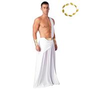 winying Costume D Homme Augustus Dieu Grec Costume Égyptien Ancien Jupe De Soldat Romain Épaule Unique Togue Couronne De Laurier Bracelets Cosplay Carnaval Blanc M