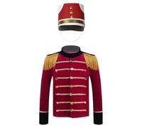 winying Costume De Maître De Cirque Enfants Garçons Costumes Fanfare Veste À Pompons Rouges Déguisement Fête Dhalloween Jeu Rôle Rouge A 11-12 ans