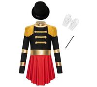 winying Costume De Majorette Enfant Costume De Maître Cirque Body Dompteuse Présentatrice Cirque Ringmaster Pour Carnaval Fête D Halloween Noir 11-12 ans
