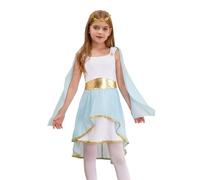 winying Costume De Petite Fille Déesse Grecque Robe Romaine Mythologie Avec Couronne De Laurier Toge Déesse L Olympe Robe Princesse Costume Carnaval Jeu Bleu clair 13-14 ans