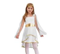 winying Costume De Petite Fille Déesse Grecque Robe Romaine Mythologie Avec Couronne De Laurier Toge Déesse L Olympe Robe Princesse Costume Carnaval Jeu Blanc 5-6 ans