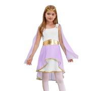 winying Costume De Petite Fille Déesse Grecque Robe Romaine Mythologie Avec Couronne De Laurier Toge Déesse L Olympe Robe Princesse Costume Carnaval Jeu Lavande 11-12 ans