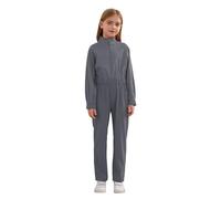 winying Enfant Maxi Salopettes Combinaisons Avec Poches Fermeture Éclair Garçon Fille Long Body Coverall Casual Jumpsuit Rompers with Pockets Gris 5-6 ans