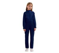winying Enfant Maxi Salopettes Combinaisons Avec Poches Fermeture Éclair Garçon Fille Long Body Coverall Casual Jumpsuit Rompers with Pockets Bleu marine 5-6 ans