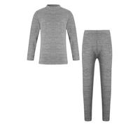 winying Enfants Garçons Filles Ensemble Sousvêtements Thermiques Col Montagne Doublure Polaire Couche De Base Hiver Haut Et Bas Ensemble Long Johns Gris 15-16 Ans