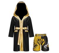 winying Ensemble de Boxe Muay Thai Enfants Garçon Peignoir de Boxing Kickboxing Muay Thai Combat Short de Sport Tenue de Boxe Training Entraînement 6-16 Ans B4 9-10 ans