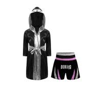 winying Ensemble de Boxe Muay Thai Enfants Garçon Peignoir de Boxing Kickboxing Muay Thai Combat Short de Sport Tenue de Boxe Training Entraînement 6-16 Ans C4 15-16 ans