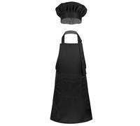 winying Ensemble Tablier Et Toque De Chef Pour Enfants Costumes De Cosplay Halloween Vêtements Cuisine Pour Enfants Cuisine Pâtisserie Peinture Noir 8-12 ans