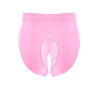 winying Femme String Tanga Culotte Ouvert Entrejambe Fesse Nu Taille Haut Brilliant Slip T-Back Plaisir Lingerie sous Vêtement Nuit Underwear Rose M