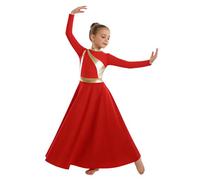 winying Fille Costume Culte Liturgique pour Filles Robe Danse Louange pour Filles Robe Danse Manches Longues La Célébration l'esprit des Rouge 11-12 Ans