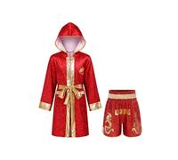 winying Fille Garçon Kimono + Shorts Boxe Métal. Ensemble Enfant Short De | Short Boxe Avec Impression Lettres,Robe Capuche Entièrement Longue,2 Pièces Set,Arts Martiaux,Soirée Fancy Dress,Mma