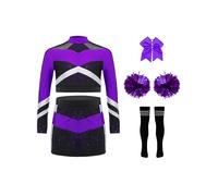 winying Fille Tenue De Cheerleading Pour Filles Uniforme De Meneuse De Grève Pour Enfants Uniforme D'Animateur Foule Tenue Meneuse Chœur Violet 11-12 ans