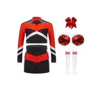 winying Fille Tenue De Cheerleading Pour Filles Uniforme De Meneuse De Grève Pour Enfants Uniforme D'Animateur Foule Tenue Meneuse Chœur Rouge 13-14 ans