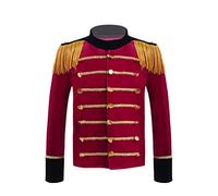 winying Filles Garçons Costumes De Maître De Piste Pour Halloween Veste À Manches Longues Costumes Major Batterie Avec Pompons Rouge 3-4 ans