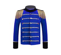winying Filles Garçons Costumes De Maître De Piste Pour Halloween Veste À Manches Longues Costumes Major Batterie Avec Pompons Bleu royal 9-10 ans