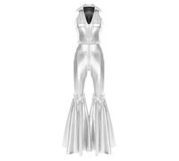 winying Full Body Femme Costumes Disco Hippie Carnaval Party Rave Partie Soirées À Thème Deguisement Des Années 60 70 80 90 Quotidien Argent XL