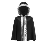 winying Garçons Costume De Boxeur Manteau À Capuche Court Veste De Kickboxing Arts Martiaux Vêtements Tenue De Boxe Entraînement Costume De Spectacle Théâtral Noir Argent 7-8 ans