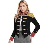 winying Manteau Femme Dompteur Présentateur Cirque Veste Queue-de-Pie Smoking Blouson Queue-de-Pie Halloween Carnaval Costume Théâtre Noir XXL