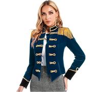 winying Manteau Femme Dompteur Présentateur Cirque Veste Queue-de-pie Smoking Blouson Queue-de-pie Halloween Carnaval Costume Théâtre Bleu foncé S