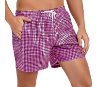 winying Pantalons À Paillettes Homme Shorts De Danse Moderne Jazz Hip Hop Discothèque Pantalons Chauds Scintillants Glitter Party Shorts Tenue De Danse Rose Vif 4XL