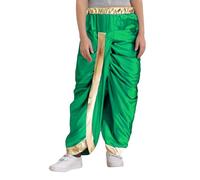 winying Pantalons Kurta Et Dhoti pour Enfants en Mélange Soie Pantalons Danse Indienne Arabe Et Tribale Harem Drapés Costume Prince Arabe Vert 13-14 Ans