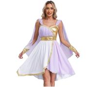 winying Robe Cosplay De Déesse Grecque Antique Costume De Reine Égyptienne Robe Danse Classique Lyrique Avec Ourlet Irrégulier Costume Carnaval Fête D Halloween Lavande XL