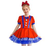 winying Robe Père Noël Fille Tutu Robe Danse Classique Ballerine Body Patinage Artistique Costume Elfe De Noël Cosplay Carnaval Bleu 11-12 ans