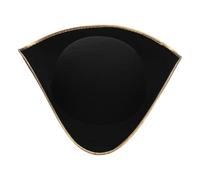 winying Unisexe Homme Femme Chapeau Pirate Halloween Cosplay Masque Costume Abrasé Colonial Tricorne Cosplay Costume Noir Or Taille unique