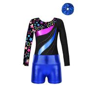 winying Unitards De Gymnastique Pour Filles Unitard De Danse De Ballet Avec Short Ensemble Ruban Pour Cheveux Unitard À Deux Pièces Ensembles Sportifs Bleu royal 7-8 ans