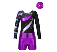 winying Unitards De Gymnastique Pour Filles Unitard De Danse De Ballet Avec Short Ensemble Ruban Pour Cheveux Unitard À Deux Pièces Ensembles Sportifs Pégase noir 13-14 ans