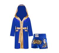 winying Veste Boxe Pour Baby Jungen Manches Longues Costume Boxeur Robe Boxe Manteau Avec Capuche Petits Pantalons Pour Mma Combat Arts Martiaux Bleu royal 9-10 ans