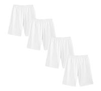 WinZero Lot de 4 shorts de cyclisme pour filles en coton au-dessus du genou mi-longs pour l'école, la danse, l'été pour enfants de 5 à 12 ans, blanc, 7-8 ans