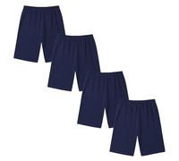 WinZero Lot de 4 shorts de cyclisme pour filles en coton au-dessus du genou mi-longs pour l'école, la danse, l'été pour enfants de 5 à 12 ans, bleu marine, 7-8 ans