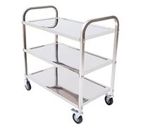 WINZING Royal Catering Chariot de service professionnel en acier inoxydable | 3 étages + 4 roulettes avec frein de stationnement | 75 × 40 × 83,5 cm Chariot de cuisine pour restauration, hôtel et