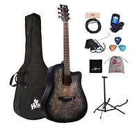 Winzz Guitare Acoustique 4/4 Débutant, Guitare Country et Folk 41 Pouces (Gravure Vintage) Noir