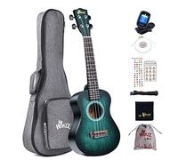 Winzz Ukulélé Concert Débutants Adultes, 23 Pouces Ukulélé Kit Couleur Unique Design (Cyan Foncé)
