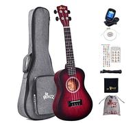 Winzz Ukulélé Concert Débutants Adultes, 23 Pouces Ukulélé Kit Couleur Unique Design (Rouge)