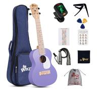 Winzz Ukulélé Enfants Concert Ukulélé Adulte Kit Débutant 23 Pouces avec 9 Accessoires, Petit Débutant Guitare Enfant 4 Cordes (Color : Violet, Bois)