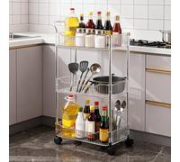 Wiodeiv Chariot De Rangement en Acrylique, Salle De Bain Cuisine Roulant Chariot Utilitaire Mobile Organisation Étagères avec Poignée Et Roue Verrouillable,Clear,3 Tier