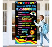 Wiooffen When You Enter This Classroom Door Cover Affirmation Station Empowerment Door Decor Motivational Hanging Banner Decor Back to School Front Door Porche Sign Classroom Welcome Photo Background