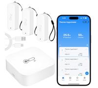 WIOONI Thermomètre Hygromètre Connecté WiFi avec 3 Capteurs Extérieurs IP65, Portée 150m, Compatible Smart Life/Tuya, Surveillance Température et Humidité en Temps Réel, Compatibles Avec Alexa