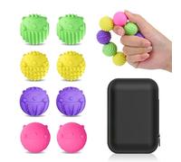 WIOR Lot de 8 balles magnétiques en silicone texturées pour soulager le stress pour adultes et adolescents souffrant de TDAH, d'autisme, d'anxiété, jouet de bureau silencieux, balle de massage des