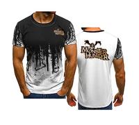 WIOSEN Été Hommes À Manches Courtes pour Monster Hunter Impression T-Shirts Décontractés Lâche Couleurs Contrastées Tops Confortable Respirant Demi Manches T-Shirts,White-3XL