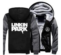 WIOSEN Hommes Polaire Sweats à Capuche Linkin Park Hiver Épais Chaud Vestes en Laine Zipper Manteau Extérieur Sportwear Sportwear Youth Streetwear Pull Fluffy Lining Sweatshirts,Grey-Aldult M