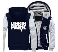 WIOSEN Hommes Polaire Sweats à Capuche Linkin Park Hiver Épais Chaud Vestes en Laine Zipper Manteau Extérieur Sportwear Sportwear Youth Streetwear Pull Fluffy Lining Sweatshirts,Blue-Aldult M