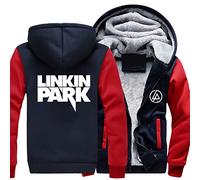 WIOSEN Hommes Polaire Sweats à Capuche Linkin Park Hiver Épais Chaud Vestes en Laine Zipper Manteau Extérieur Sportwear Sportwear Youth Streetwear Pull Fluffy Lining Sweatshirts,Red-Aldult 3XL