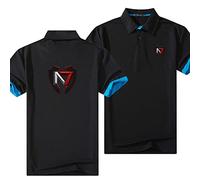 WIOSEN Polo à Manches Courtes pour Hommes pour Mass Effect N7 Classic Game Print Golf Tennis T-Shirt Wicking Breathable Tops Sports de Plein air Demi-Manches Vêtements,Black-Adult L