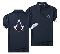 WIOSEN Polo Homme Classique Revers Manches Courtes pour Assassin Creed Imprimé Léger Tops avec Bouton Séchage Rapide Cool Athlétique Tennis Polos Chemises Vêtements,Blue-Adult M