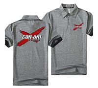 WIOSEN Polos à Manches Courtes pour Hommes pour Can-am Print T-Shirt à Revers Classique Été Golf Tennis T-Shirt de Sport Respirant Top Vêtements Polos décontractés,Grey-Adult XL