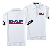 WIOSEN Polos pour Hommes été extérieur décontracté Manches Courtes pour DAF Impression séchage Rapide Golf Revers T-Shirt évacuation de l'humidité vêtements de Travail d'affaires,White-Adult XL